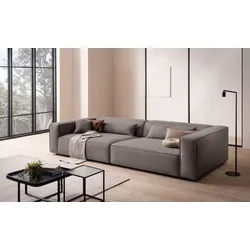 LeGer Home by Lena Gercke 3-Sitzer PIARA XXL, Sofa mit Kedernaht in Cord, Leinenoptik o. Strukturstoff, schwarze Füße, bequemer Sitzkomfort, extra tiefe Sitzfläche braun