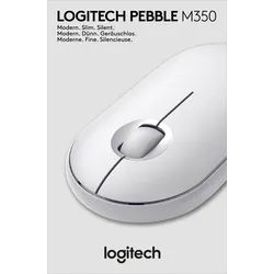 Logitech Maus M350, Pebble, Wireless, Bluetooth, weiss Optisch, 1000 dpi, 3 Tasten, Retail