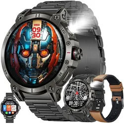 ZPIMY Smartwatch (4,6 cm, android ios), Smartwatch mit 1.85 Zoll AMOLED Display Bluetooth Anruf schwarz