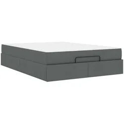 vidaXL Bett Bettgestell mit Matratze 2 pcs Dunkelgrau Stoff (2-tlg) grau