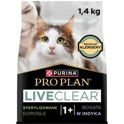 PRO PLAN LiveClear Futter für ausgewachsene Katzen nach der Sterilisation, reich an Truthahn, 1,4 kg