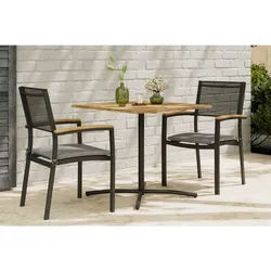 Ambia Garden Balkontisch , Grau, Akaziefarben , Holz, Metall , Akazie , Hartholz , 80x74x80 cm , Gartenmöbel, Gartentische, Klapptische
