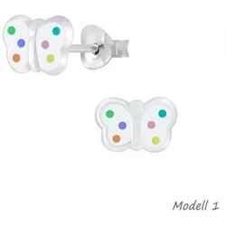 Order & Smile Schmuck Paar Ohrstecker Kinder Ohrringe Silber 925 Ohrstecker Schmetterling bunt