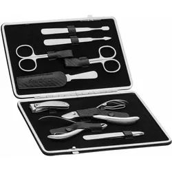 Erbe Maniküre Bügel-Etui Carbon Inox, Schwarz, 9- tlg. - 9492