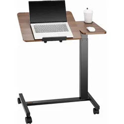 VEVOR Überbetttisch mobiler Beistelltisch mit klappbarer Schreibtischplatte, höhenverstellbarer & winkelverstellbarer Laptoptisch mit Getränkehalter, Betttisch für Büro Arbeitszimmer