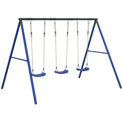 vidaXL Schaukelkombination NA Schaukel-Set mit 3 Schaukelsitzen Schaukelgerüst blau