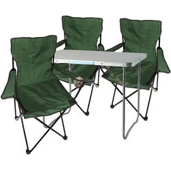 Mojawo 4-teiliges Campingmöbel Set Grün Tisch+ campingstühle mit Tasche