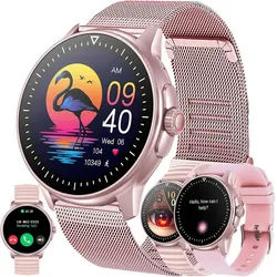 MYSHUN Rose Smartwatch (3,5 cm, android ios), Smartwatch mit 1,39 Zoll HD Display Fitness Uhr Anruffunktion Damen rosa