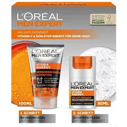 L'ORÉAL PARIS MEN EXPERT Gesichtspflege-Set Hydra Energy Geschenkset mit Waschgel und Gesichtscreme, 1-tlg.