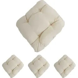 4er-Set Sitzkissen Milano, Stuhlkissen Kissen, 41x38x8cm ~ creme
