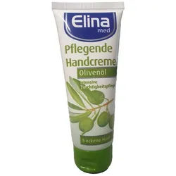 Elina Med Handcreme Olivenöl Handcreme 75ml Tube Feuchtigkeitspflege Hände 1 Stück Creme Tube, 1-tlg., Handcreme Hautschutzcreme Pflegecreme Handpflegecreme Handlotion Lotio weiß