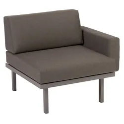 Sylt Polster Modul 75 x 84 cm Arm links - 09 - silber D11 - naturegrey