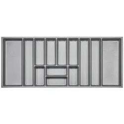 SO-TECH® Besteckeinsatz ORGA-BOX 3 Leinwandstil für Nobilia von 08/2012 - 12/2024 grau|silberfarben 109.1 cm x 5.05 cm x 47.3 cm