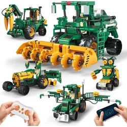 Esun Technik Roboter Kinder, 5 in 1 bausatz mit App & ferngesteuert RC Spielbausteine, (Set, 313 St., Komplettset), Baukasten/Traktor/mähdrescher/wasserwagen, 313 St.
