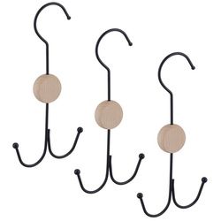 relaxdays Gürtelbügel Gürtelhalter 3er Set, Schwarz braun|schwarz