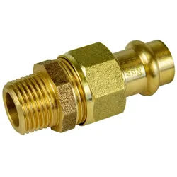 Rotguss Pressfitting, Verschraubung flachdichtend mit AG, DVGW, V Kontur (Ausführung: 15 - 1/2''AG)