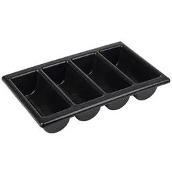 APS Besteckkasten GN 1/1, System, flach mit 4 Fächern, Besteckbehälter oder Deckel für genormte GN Behälter aus PP, Besteckkasten GN 1/1, schwarz