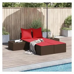 furnicato Gartenliege Doppel-Sonnenliege Braun 104x162x30 cm aus PE-Rattan und Stahlgestell braun
