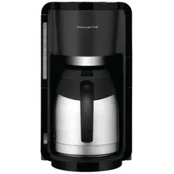 Rowenta Adagio Filterkaffeemaschine, 10-15 Tassen, Stilvolle Kaffeemaschine mit stoßfester Edelstahl-Thermoskanne, Farbe: schwarz/Edelstahl