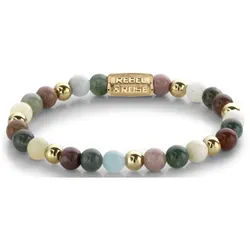 Rebel & Rose Armband Armband 6mm verschiedenfarbigen Edelsteinen und goldfarbene Steine