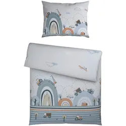 Patinio Babybettwäsche , Grau , Textil , Fahrzeuge , 100x135 cm , Oeko-Tex® Standard 100 , atmungsaktiv, saugfähig, weiche und anschmiegsame Oberfläche , Schlafen, Babybettausstattung, Babybettwäsche