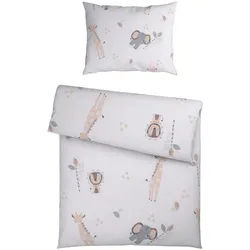 Avelia Babybettwäsche , Grau, Beige , Textil , Tier , 100x135 cm , Textiles Vertrauen - Oeko-Tex® , atmungsaktiv, saugfähig , Schlafen, Babybettausstattung, Babybettwäsche