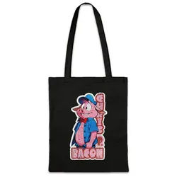 Urban Backwoods Beuteltasche Chris P. Bacon Stofftasche Meat Not Vegan Proteine Crispy Pork Pig (1-tlg), Bodybuilding Masse Aufbau Grillen schwarz