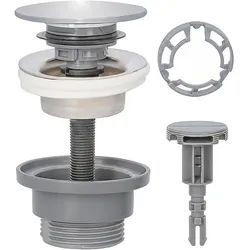 Schaftventil 1 1/4'' Klicker, Messing verchromt, mit Kunststoffunterteil - Ø 63 x 0 - 70 mm
