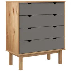 vidaXL Kommode NA Schubladenschrank Braun Grau 76,5x39,5x90cm Massivholz Kiefer grau
