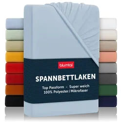 Blumtal Spannbettlaken 80/200/30 cm Hellblau , Textil , 80x200 cm , Oeko-Tex® Standard 100 , Heimtextilien, Bettwäsche & Leintücher, Leintücher, Bettlaken