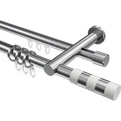 GARDINENSTANGE RUNDROHR-INNENLAUF Platon Mavell 140 cm, 2-läufig, 20 mm Ø Chrom