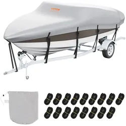 VEVOR Bootspersenning Abdeckplane Bootsplane, 701–731 cm Persenning Schlauchboot 600D Oxford-Gewebe Bootspersenning Abdeckung mit Aufbewahrungstasche 435 x 300 mm, Angelboot Bootsabdeckplane Grau