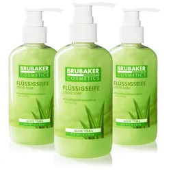 BRUBAKER Handseife Flüssigseife mit Aloe Vera Duft, 3-tlg., feuchtigkeitsspendend, Seife flüssig im praktischen Spender grün
