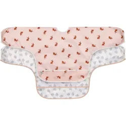 LÄSSIG Lätzchen Little Forest, Hase, (Set, 2-St), langärmelig, mit integriertem Auffangschutz; PETA-approved vegan rosa
