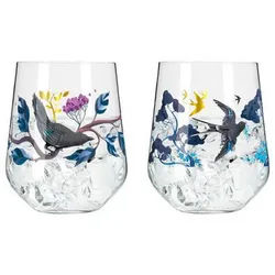 Ritzenhoff Ginglas , Schwarz, Goldfarben , Glas , 2-teilig , 710 ml , 10.2x12.4x10.2 cm , Fsc, Made in Germany , Gläser, Longdrinkgläser