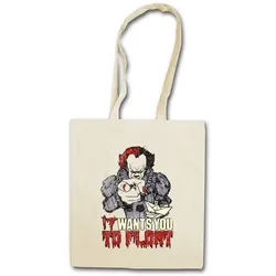 Urban Backwoods Beuteltasche It Wants You To Float Stofftasche Movie Horror Clown Pennywise Stephen (1-tlg), Es King Retro Comic beige