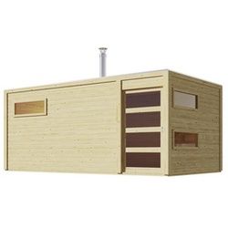 KARIBU Sauna »Hygge«, (Außenmaß) BxHxL: 508 x 210 x 276 cm, 3-Sitzplätze - beige