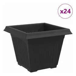 vidaXL Blumentopf Quadratischer Blumentopf 24 pcs Schwarz 38 x 38 x 30 cm (24 St) schwarz