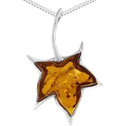 OSTSEE-SCHMUCK Kette mit Anhänger Ostsee-Schmuck Kette mit Anhänger Ahornblatt (2-tlg) silberfarben 50 cm