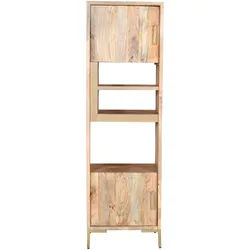 Mid.you Regal , Metall , Mangoholz , massiv , 3 Fächer , 58x192x40 cm , Handmade in India , stehend , Holzmöbel, Holzregale, Bücherregale Holz