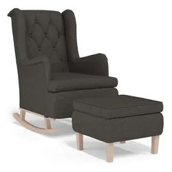 vidaXL Sessel, Schaukelsessel mit Hocker Dunkelgrau Stoff