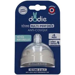 Dodie Multi-Perforierter Anti-Kolik Sauger Fluss 4 Dickes Team +6M