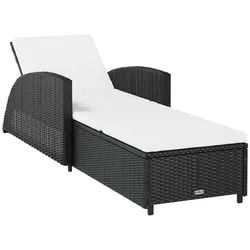 vidaXL Gartenliege Sonnenliege mit Cremeweißer Auflage Poly Rattan Schwarz, 1 St. schwarz