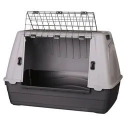 TRIXIE Transportbox Journey, S–M: 77 x 51 x 43 cm, schwarz / grau