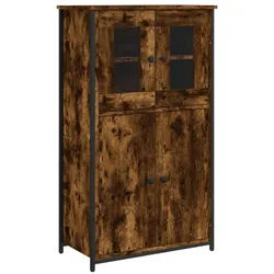 vidaXL Highboard NA Highboard Räuchereiche 62x32x106,5 cm Spanplatte Glas Vitrine braun