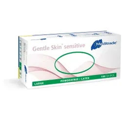 Meditrade Gentle Skin® compact Latex Untersuchungshandschuh, Einmalhandschuh - Puderfrei, unsteril, 1 Karton = 10 x 100 = 1000 Stück, Größe L