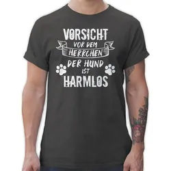 Shirtracer T-Shirt Vorsicht vor dem Herrchen der Hund ist harmlos - Grunge/Vintage - Weiß Geschenk für Hundebesitzer grau 3XL