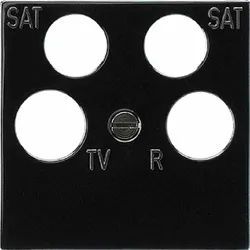 Gira System 55 Zentralplatte, Sat/TV/Radio, 4f, schwarz, Befestigung mit Schraube, mit Aufdruck, ohne Beschriftungsfeld, 025910