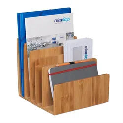 Relaxdays Dokumentenhalter , Hellbraun , Holz , 24.5x23x25 cm , Büromöbel, Büroregale, Aktenregale