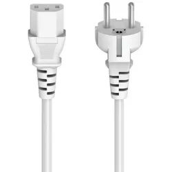 Hama Netzkabel für Kaltgeräte, 3-polig mit Schutzkontaktstecker, 5 m, Weiß Stromkabel